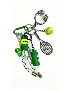 Woven Rope Tennis Theme Creative Pendant Keychain, Tennis Racket Keychain, Sports Water Bottle Earphone Charm, Suitable For Gym Bag, Car Keys, Unisex - Multicolor - View 12