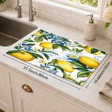 1pc Lemon Pattern Diatomaceous Earth Absorbent Dish Drying Mat, Pastoral Style, Suitable For Kitchen Countertop, Home Dining Table Decor, Coffee Machine Mat, Breakfast Mat, Table Mat And Holiday Party Decoration - Multicolor - View 13