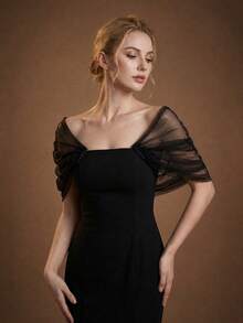 1 Pair Fashion Bridal Wedding Dress Arm Cover Mesh Shawl, Wedding Ceremony Accessory Photography Shawl, Semi-Transparent Mesh Tulle Sleeve Cover, Adds Playful Touch To Simple Wedding Dress, Versatile For Multiple Styles - Multicolor - View 2