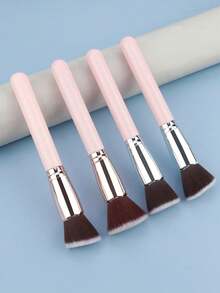 2pcs Makeup Brush Set With Portable Storage Box, 1pc Flat Head Foundation Brush + 1pc Angled Contour Brush, Combination Use For Beginners/Makeup Artists - Multicolor - View 6