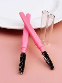 4/2pcs Portable Spiral Eyebrow Brush , Eyelash Comb, Lip Liner Brush, Fine Eyeliner Brush, Lip Brush, Mini Brush - Pink - View 8
