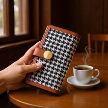 Best-Selling Women's Long Wallet Plaid Snap Foldable Multi-Slot Clutch Bag Fashion Versatile Daily Storage Wallet Bank Card Holder Leather Wallet - Brown - View 7