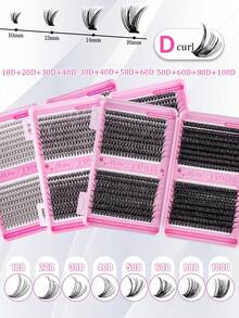 MEM 640片裝「D-Curl」(6D–10D) 度假風假睫毛套組－加厚黑色分段睫毛；附膠水、睫毛夾與刷子；便攜式DIY套組，適合日常配戴、婚禮、派對與聖誕造型 - 黑色 - 查看 8