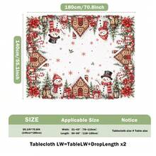 1pc Christmas Tablecloth, Christmas Snowman Gingerbread House Red Pine Branch Print Pattern, Single-Sided Print, Suitable For Tabletop, Washable And Reusable, Suitable For Indoor, Outdoor, Yard, Wedding, Banquet, Party, Outdoor Dining, Craft Exhibition, Banquet Event Decoration - Multicolor - View 12