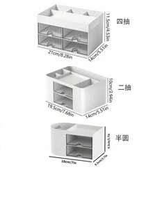 1pc Desktop Organizer With 2 Drawers, Suitable For Desk, Countertop, Stationery Storage, Pen Holder, Pencil, Business Card, Memo Tray, Paper Clip Storage Box (White, Pink, Blue) - Multicolor - View 8