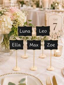 5/10pcs Mini Desktop Chalkboard Signs (With Stand), Reusable, Suitable For Wedding Place Cards, Food Labels And Table Number Cards - Multicolor - View 6
