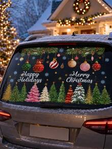 Christmas Window Stickers, Merry Christmas Holiday Static Window Decals, Christmas Ball Pine Cone Snowflake Christmas Tree Stickers, Suitable For Home Store Window Glass Holiday Party Decoration - Merry Christmas Window Decals - View 4
