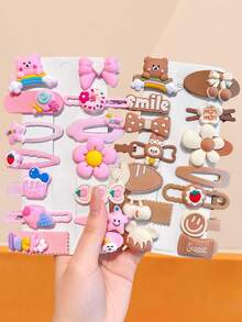 Set Jepit Rambut Kartun 28/14pcs, Desain Beragam & Lucu, Aksesori Rambut Manis & Menggemaskan - Cocok Untuk Anak Perempuan Dan Wanita, Kebutuhan Sehari-hari - MultiWarna - View 21