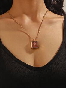 CARYINO New BLINGBLING Fashion Women's Necklace Watch With Time Display, Classic Small Square Design With Rhinestones, Gradient Color Sunburst Dial, Niche Designer Style, Light Luxury Fashion, Suitable For Festivals, Parties, Weddings, Back To School, Christmas, Thanksgiving, Halloween, Easter And Other Occasions, Also The Best Gift For Girlfriend And Mother - one-size - View 8
