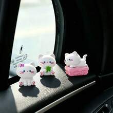 5pcs Creative Cute Spring Cat Car Desktop Ornament DIY Car Interior Office Desk Computer Screen Decor Accessories Holiday Gift - Spring Kitten - View 4