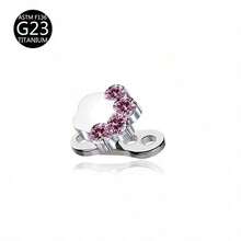 1Pc Pink Series G23 Titanium CZ Inlaid Dermal Anchor Hypoallergenic Body Piercing Jewelry For Daily Wear - Pink - View 14