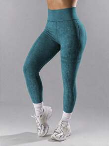 Women'S Seamless Outdoor Matte Sports Yoga Pants, High Waist High Elasticity Sweat-Wicking, Peach Butt Enhancing, & Skin-Friendly Tights Spring Fall - Dark Green - View 4
