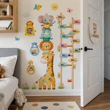 Large Photo Frame Height Measurement Wall Decal Cute Animal Growth Chart Wall Sticker, Height Ruler Decal With Photo Frame Design, Cartoon Jungle Wall Decor For Home Room Decoration - Wall Stickers - View 1