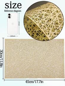 1-12pcs Gold Interwoven Mesh PVC Placemats, Modern Minimalist PVC Rectangular Hollow Easy-To-Clean Table Mats, Suitable For Daily Home Use, Birthday Parties - Multicolor - View 3