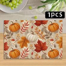 1/4/6pcs Autumn Series Full Print Pumpkin & Maple Leaf Pattern Placemats, Heat Resistant Table Mat For Home Kitchen/Dining Table Protection, Party Scene Decoration - Multicolor - View 13