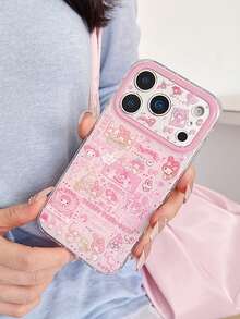 Sanrio Friends Collection Animal Pink Striped Girly Phone Case Compatible With IPhone 17/17 Pro Max/16/15/14/13/12/11 Full Coverage Shockproof Protective - Multicolor - View 6