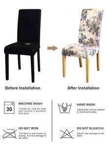 1/4/6PCS Detachable Elastic Chair Covers, Polyester Full Coverage, Floral & Geometric Line Print, Dining Chair Slipcovers, Home Decor Hotel Banquet Restaurant Chair Protectors - Multicolor - View 5