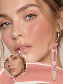 USHAS Cream Blush Multi-Functional Liquid Blush 3-In-1 Cheek Eye Lip Tint Blendable Makeup Long-Lasting Waterproof Lightweight Non-Fading Daily Facial Cosmetics Blendable Layerable Color Suitable For Lips Eyes Cheeks Daily Makeup - #01 - View 9