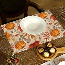 1/4/6pcs Autumn Series Full Print Pumpkin & Maple Leaf Pattern Placemats, Heat Resistant Table Mat For Home Kitchen/Dining Table Protection, Party Scene Decoration - Multicolor - View 11