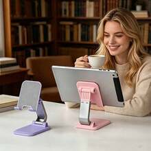 Foldable Desktop Phone Stand, Adjustable Height And Angle, Portable Tablet Holder, Suitable For 4-13 Inch Smartphones And Tablets, Convenient Desktop Accessory For Slouchy Office Workers And Live Streamers - Multi-color - View 2