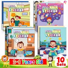 Children's Whole Brain Development Sticker Book Set, 3 Years Old Boys & Girls Fun Early Education Toy, Multi-Theme Thinking Enlightenment Sticker Game, For Hands & Reusable, Develop Focus & Logical Thinking, Improve Cognitive & Hands-On Ability, Home Parent-Child Interaction, Travel Time-Filler, Birthday Party & Holiday Gift Choice, Toddler Educational Enlightenment Gift - Multicolor - View 11
