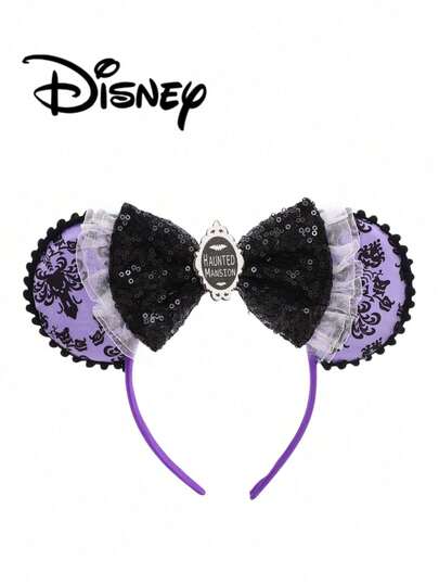 Splendor 1pc Cartoon Sequin Gothic Bat Theme Series Headband, Sequin Bow Hair Accessory, Stage Performance Costume Hair Accessory, Holiday Party Birthday Theme Headband, Suitable For Holiday Parties, Travel Wear, Masquerade, Cosplay, Theme Park, Festival Events, Daily Wear, Stage Performance, Music Festival, Carnival, Photography, Party, Banquet