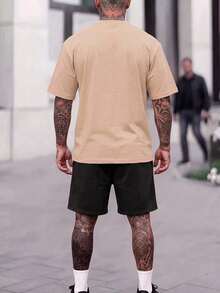 Men T-Shirt Co-Ords - Apricot - View 2