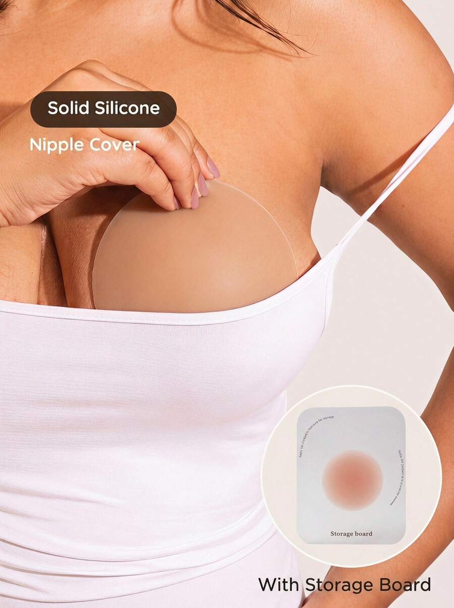 Lignisse Solid Silicone Nipple Covers Invisible Sticky Bra Push Up Strapless Backless Self-Adhesive Seamless Reusable Breast Pasties No Show Women Intimates - Multicolor - View 1