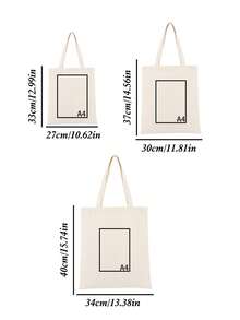 1pc Canvas Bag, Customizable Text Or Pattern, Heat Transfer Personalized Design And Text, Suitable For Daily Shopping. This Tote Bag Or Crossbody Bag Has Large Space, Lightweight And Fashionable., Grocery Tote - Pure White - View 2
