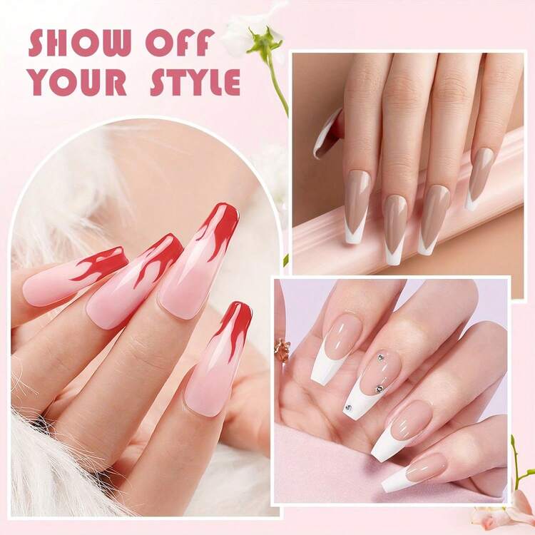 6 Warna Bubuk Akrilik Kuku, Putih Susu, Abu-abu Nude, Bubuk Ekstensi Kristal Transparan, Cocok Untuk Pemula, DIY di Rumah dan Salon Kuku - MultiWarna - View 10