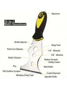 15-In-1 Multi-Function Paint Scraper, With Serrated Edge, Ergonomic Handle And Metal Blade - Sturdy Construction, Efficient Paint Removal, Suitable For DIY Projects And Professional Use, Paint Removal Tool - A - View 6