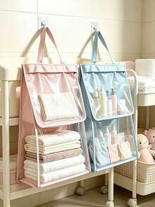 1pc Hanging Tissue Storage Bag, Wall‑Mount No‑Drill Large‑Capacity Waterproof Pouch, Solid Color Plain Pattern, Minimalist Practical Style For Adults, All‑Season For Kitchen Bathroom Bedroom Dorm Occasion, Convenient Tissue Organizer Holder - Multicolor - View 6