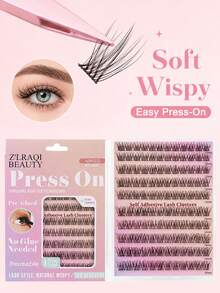 120pcs Lashes No Glue Needed+Fake Lashes Tweezers Natural Fibers, Long Curls, Clear Roots, Self Adhesive Lashes, Enlarged Eyes, Light And Non Irritating, Suitable For Daily Commuting Makeup - View 8