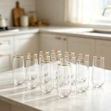 1/6/12pcs Transparent Gold Rim Champagne Glasses, Champagne/Cocktail Glasses, Reusable Unbreakable Acrylic Wine Glasses, Suitable For Weddings, Bachelor Parties And Various Party Events - View 11
