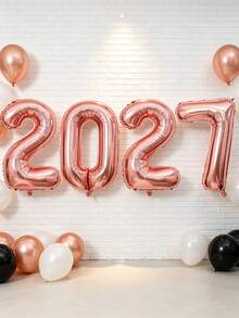4件組 32英吋 2027數字鋁箔氣球，鋁製數字氣球套組，適用於婚禮、感恩節、萬聖節、聖誕節、新年、生日派對裝飾 - 粉色32吋20274件套 - 查看 2