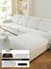 1PC Solid Color Linen‑Look Stretch Sofa Cushion Slipcover, High‑Elastic Snug‑Fit Sofa Seat Protector, Pet‑Friendly All‑Season Machine‑Washable Textured Couch Pad For 1/2/3/4‑Seater & L‑Shaped Sectional Sofa - Beige - View 13