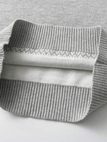 Boys' Knitted Colorblock Plaid Jacquard Crew Neck Pullover Sweater Long Sleeve Autumn Winter - Grey - View 6