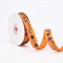 1pc 886in Long 1.5cm Wide Halloween Ghost Pumpkin Ribbed Ribbon, Perfect For DIY Bows, Headbands, Gifts, Flower Bouquets, Baking Packaging, Decoration Webbing - Multicolor - View 9