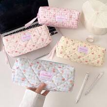 Fresh Bow & Floral Pencil Case, Large Capacity Compartment Stationery Pouch For Students, Stationery Storage Bag - Floral Bow - View 7
