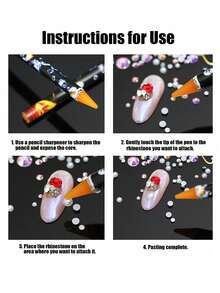 Rhinestone Wax Pencil (With Sharpener) Quick-Dry Wax Pencil For Picking And Pasting Rhinestones, Gems, Studs And Other Nail Art Decorations - A - View 4