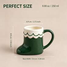 250ml Christmas Ceramic Red Santa Claus Boot Mug, Green Creative Milk Coffee Cup, Suitable For Christmas, Halloween, Thanksgiving, Birthday Party - Multicolor - View 4