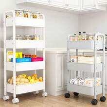 1pc Multi-Functional Rolling Cart, Suitable For Bathroom, Bedroom And Office Storage, Can Store Toiletries, Toys And Various Items, Smooth Casters, Space-Saving, Keep Home Organized And Tidy, Mobile Storage Cart - White - View 8