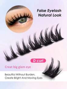 Set Bulu Mata Palsu D-Curl Gaya Anime Terbaru 100 Buah, Bulu Mata Ekstensi Individual 8-16mm, Cocok untuk Riasan - D - View 4