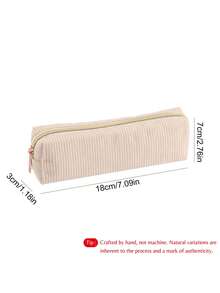 1/2pcs Solid Color/Plaid Multi-Functional Pencil Case, Diamond Pattern Large Capacity Pencil Box, Stationery Pouch, Plush Student Pencil Case, Pencil Bag, Backpack - Apricot - View 7