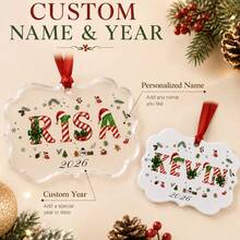 Custom Name Christmas Ornament 2026, Personalized Christmas Tree Hanging Decor, Festive Candy Cane Letter Style, Customized Holiday Ornament, Customizable Name And Year Keepsake, Christmas Home Decoration, Holiday Gift, Christmas Decoration - Style a - View 6