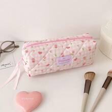 Fresh Bow & Floral Pencil Case, Large Capacity Compartment Stationery Pouch For Students, Stationery Storage Bag - Floral Bow - View 13