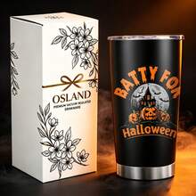 1/5pcs 20oz Stainless Steel Insulated Tumbler, Black Background Haunted House Pumpkin Batty For Halloween Moon Print, Leak‑Proof Sealed Lid, Reusable Insulated Tumbler For Spooky Theme Gathering, Camping, Commute And Daily Coffee Use - Halloween Pumpkin - View 11