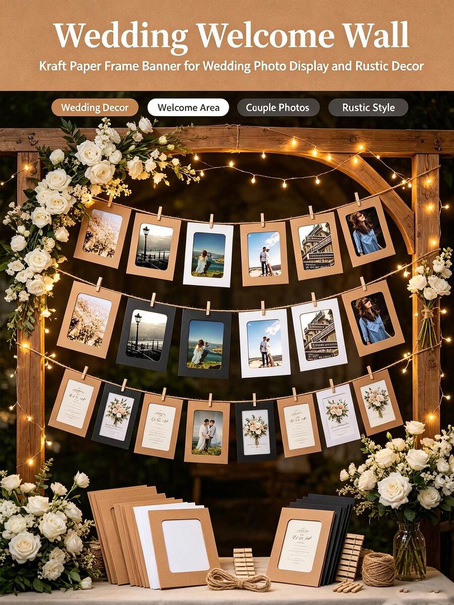 Hanging Paper Photo Frame, Creative Photo Wall Garland, Birthday Party Photo Banner, Home Background Decoration - Multicolor - View 1
