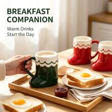250ml Christmas Ceramic Red Santa Claus Boot Mug, Green Creative Milk Coffee Cup, Suitable For Christmas, Halloween, Thanksgiving, Birthday Party - Multicolor - View 5
