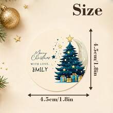 35-350pcs Custom Christmas Moon Name Stickers, Personalized Round Holiday Gift Labels, Whimsical Santa Reindeer Style, Customized Christmas Gift Stickers, Customizable Name Seals, Gift Wrapping Decor, Holiday Party Favors, Round Stickers, Family - Multicolor - View 2